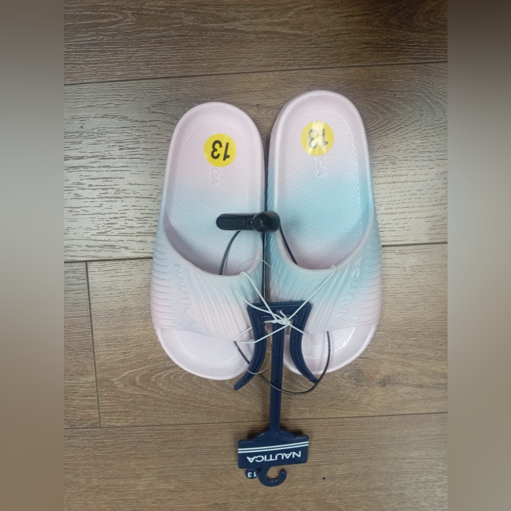 Nautica slide sandals pink blue